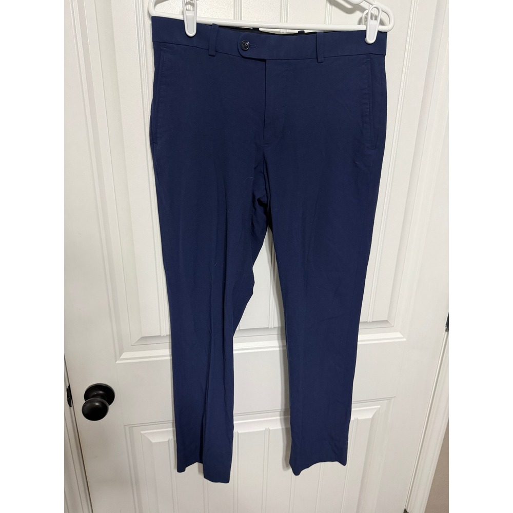 Nordstrom Rack Pants Mens 32W x 32L Trim Fit Navy Blue Flat Front Trousers EUC